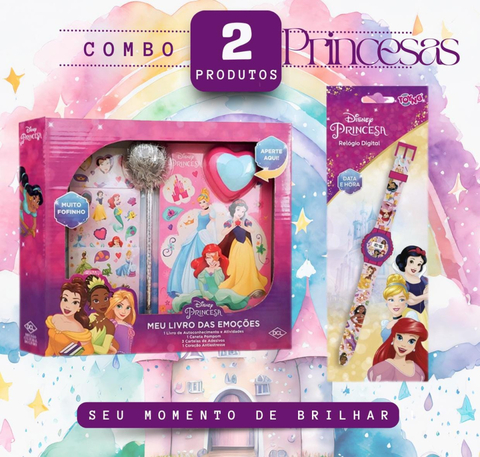 Combo Livro e Relógio de Pulso Princesas