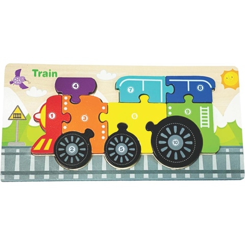 Quebra-cabeca Madeira Trem 1 Base 10 Pecas