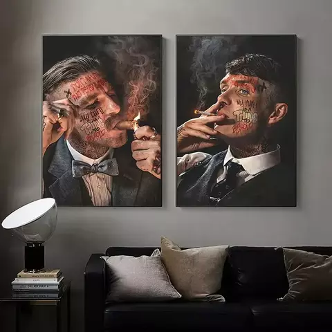 Gangster lendas arthur thomas shelby retrato máfia figura cartaz pintura em tela