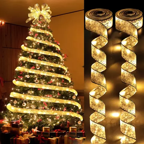 Fita de natal luz de fadas decoração de natal diy arcos luz da corda enfeites de