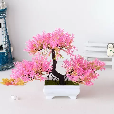 Plantas artificiais decoração em vaso bonsai pequeno vaso de árvore planta falsa