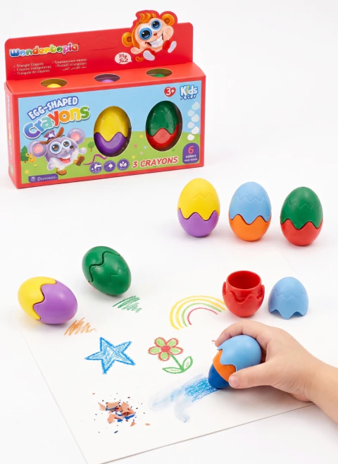 Caja Crayones Infantil Forma Huevo x3 unidades - comprar online