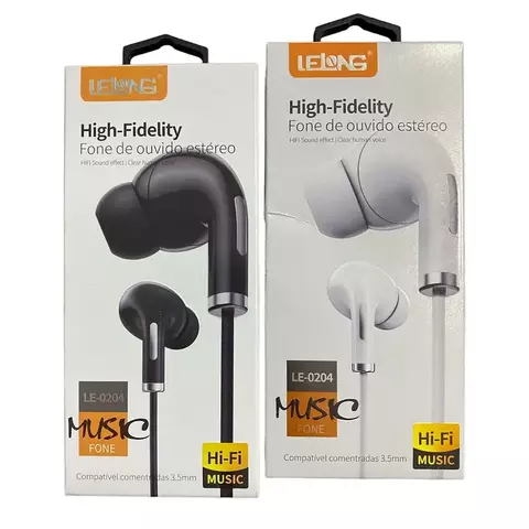 FONE DE OUVIDO LELONG COM FIO ESTÉREO ENTRADA P2 LE-0204