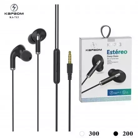 FONE DE OUVIDO KAPBOM COM FIO ESTÉREO ENTRADA P2 KA-713