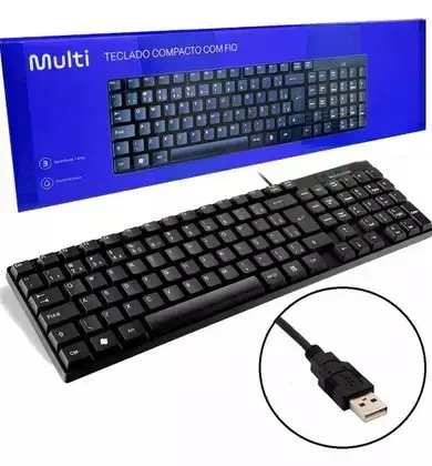 Teclado com Fio Compacto Conexão USB - Multilaser TC193