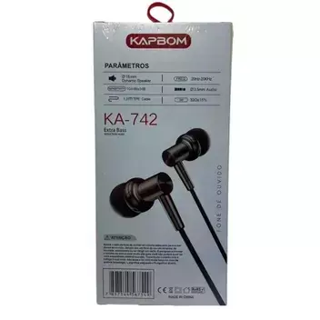 FONE DE OUVIDO KAPBOM COM FIO ENTRADA P2 KA-742