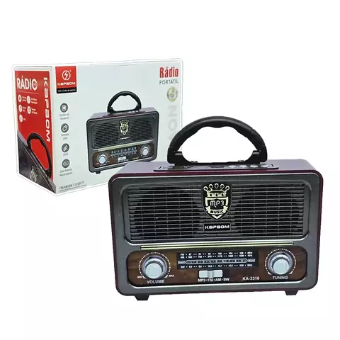 Rádio Retrô Portátil Am Fm Vintage Alta Qualidade Leitor USB/TF/MP3 Kapbom KA-3310