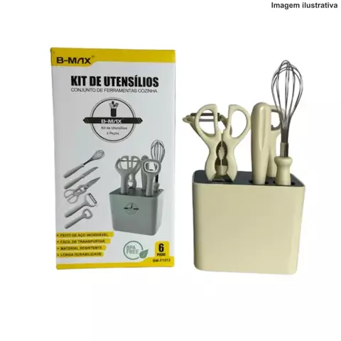 KIT C/ 6 UTENSÍLIOS COZINHA SILICONE C/ EXPOSITOR BM-F1072
