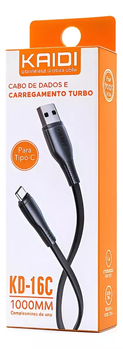 Cabo USB para Tipo-C Kaidi KD-16C 100cm