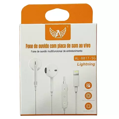 FONE DE OUVIDO ALTOMEX COM FIO ENTRADA IPHONE AL-8817-5G