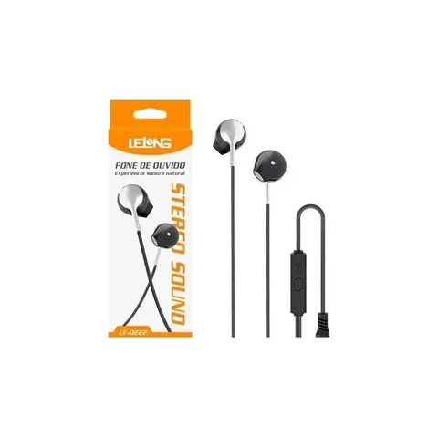 FONE DE OUVIDO LELONG COM FIO ESTÉREO ENTRADA P2 LE-0222