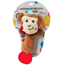 Chocalho Pelucia Com Cabo e ponta emborrachada macaquinho Pais e Filhos