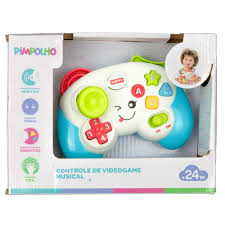CONTROLE DE VIDEO GAME MUSICAL PARA BEBE UNISSEX PIMPOLHO AZUL E BRANCO