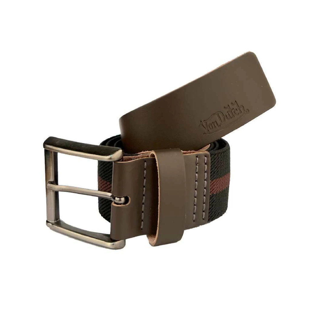 Cinto de Elático Listrado Von Dutch Marrom - 85 CM