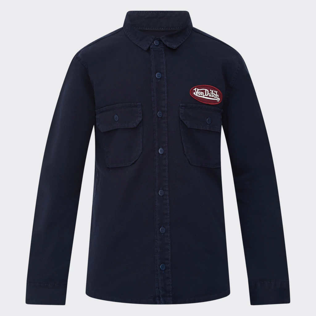 Camisa ML Sarja Worker Von Dutch Patch Marinho