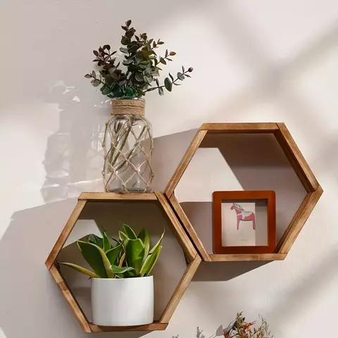 Prateleira de Parede Flutuante Hexagonal - comprar online