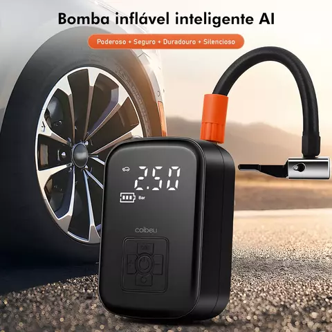 Bomba de Ar Elétrica Inteligente Portátil com Display LCD — 120W, LED, SOS e Alta Precisão - comprar online