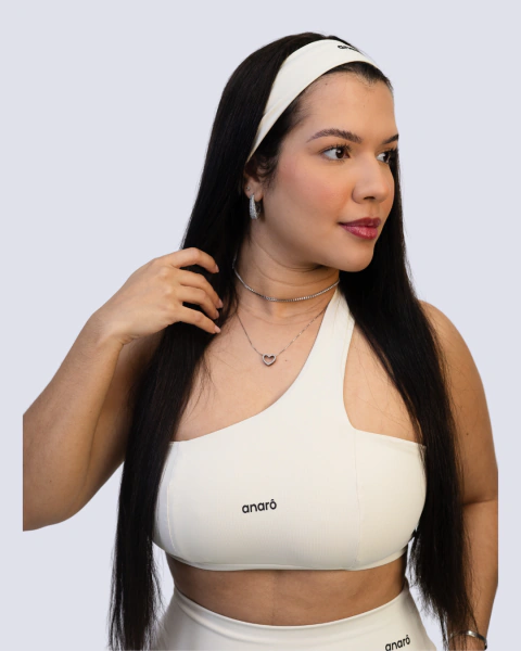 Cropped Lya com alça lateral e recortes- off white