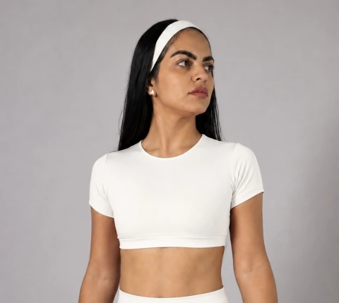 Cropped Zaia mangas curtas- off white - comprar online