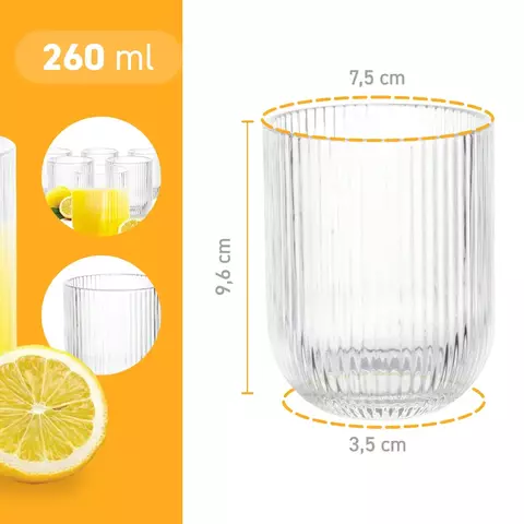 Copos De Vidro Curto 260ml Conjunto 6 Peças - Dolce Home