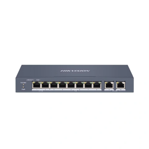 Switch Hikvision Poe 8+2 10/100 Mbps Up 1000 Ad - 2rj - Ds-3e1310hp-Ei