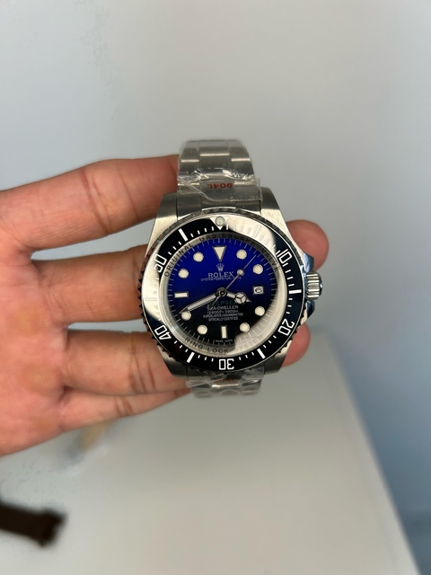 R#LEX DEEPSEA LINHA PREMIUM AAA+ - PRATA/FUNDO AZUL E PRETO/A PROVA D ÁGUA/AUTOMÁTICO/44MM
