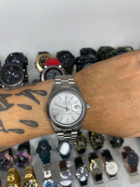 DATEJUST - PRATA/FUNDO BRANCO/A PROVA D ÁGUA