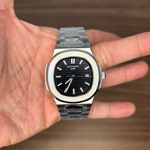 PATEK PHILIPPE NAUTILUS PREMIUM AAA+ - PRATA E PRETO/A PROVA D ÁGUA/AUTOMÁTICO/FUNDO TRANSPARENTE
