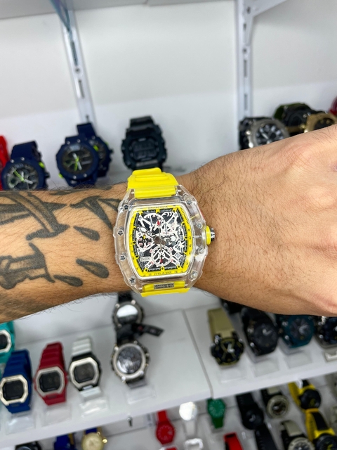 RICHARD MILLE MCLAREN - AMARELO/FUNCIONAL/PULSEIRA DE BORRACHA/A PROVA D ÁGUA