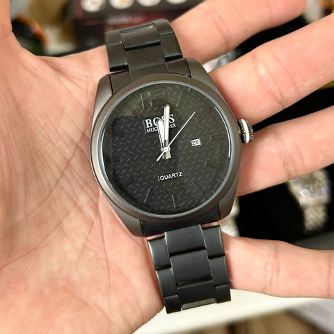 HUGO BOSS CLÁSSICO - PRETO/FUNDO PRETO/AÇO INOXIDÁVEL/A PROVA D ÁGUA/50 MM