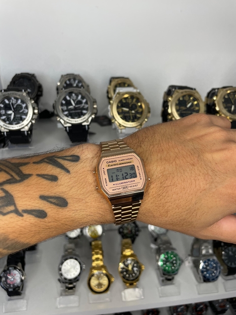 CASIO VINTAGE A168W UNISSEX - ROSE/PULSEIRA AÇO