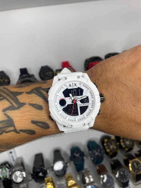 ARMANI EXCHANGE BRANCO PULSEIRA DE SILICONE- A PROVA D ÁGUA