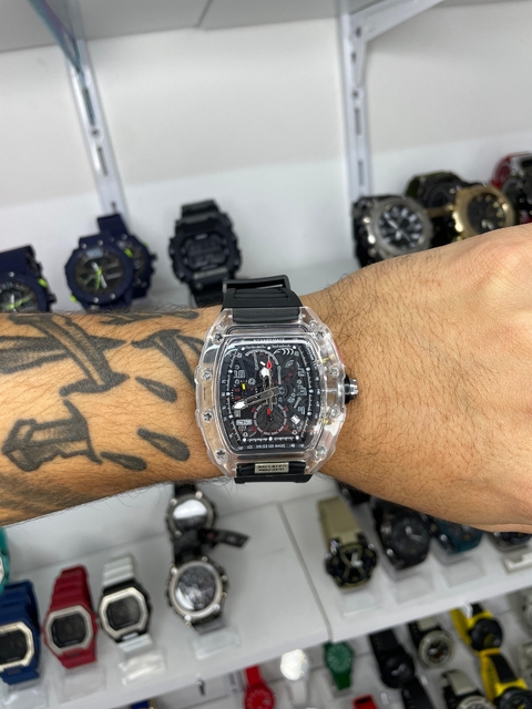 RICHARD MILLE MCLAREN - PRETO/FUNCIONAL/PULSEIRA DE BORRACHA/A PROVA D ÁGUA