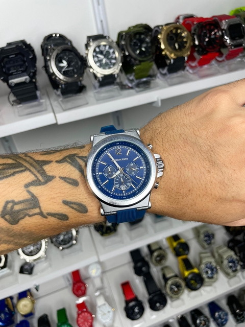 MICHAEL KORS 8184 - AZUL/FUNCIONAL/PULSEIRA DE BORRACHA/A PROVA D ÁGUA
