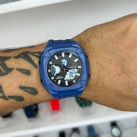 ADIDAS A0ST 122547 - AZUL/A PROVA D ÁGUA/PULSEIRA DE BORRACHA/45 MM