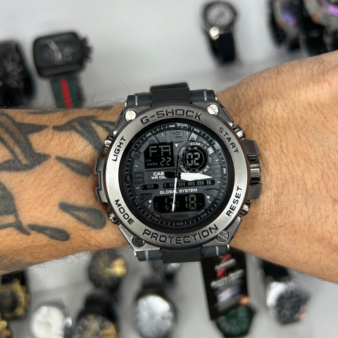 GSHOCK STEEL MODELO 1 - PRETO/PULSEIRA DE BORRACHA/CAIXA DE AÇO/55MM