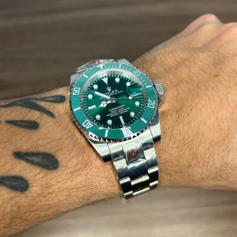 R#LEX SUBMARINER LINHA PREMIUM AAA+ - PRATA E VERDE/HULK/A PROVA D ÁGUA/AUTOMÁTICO/41MM