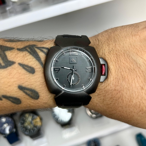 QUIKSILVER FOXHOUND PRETO - A PROVA D ÁGUA/PULSEIRA DE COURO/49 MM