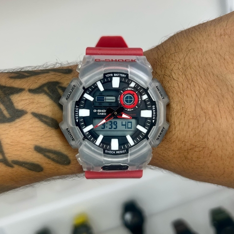 GSHOCK GA-0105 - VERMELHO/PULSEIRA DE BORRACHA/A PROVA D ÁGUA/50 MM