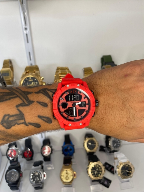 ARMANI EXCHANGE VERMELHO PULSEIRA DE SILICONE- A PROVA D ÁGUA