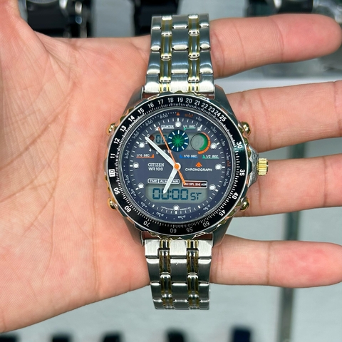 CITIZEN PROMASTER C220 - FUNDO AZUL/SÉRIE OURO/PULSEIRA DE AÇO/A PROVA D ÁGUA/50 MM