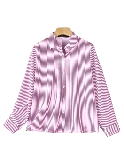 Camisa Feminina Clássica Listrada com Manga Longa Mavelle - comprar online
