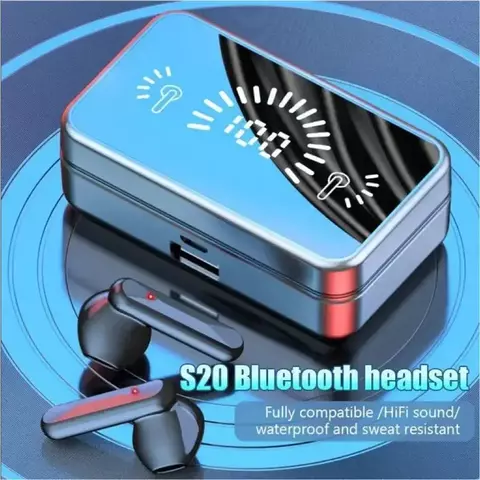 S20 TWS Sem Fio Bluetooth Headset Com Caixa De Carga, Cancelamento De Ruído, Fon