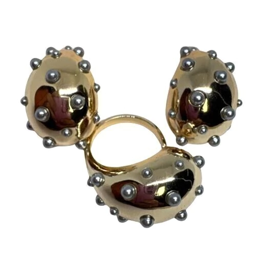 CONJUNTO MINI PÉROLAS - BRINCOS E ANEL