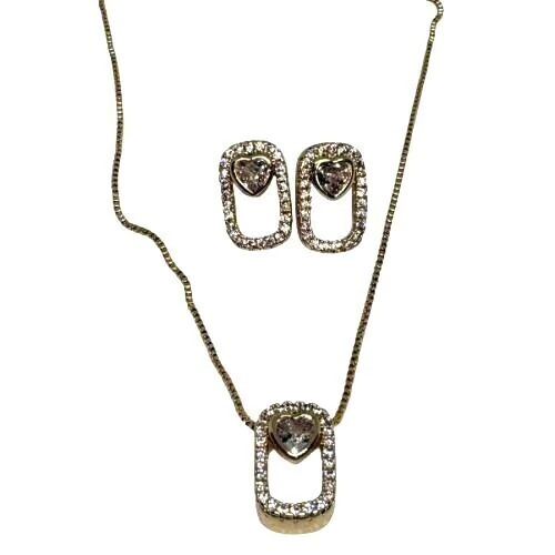 CONJUNTO DOURADO COM PEDRARIA