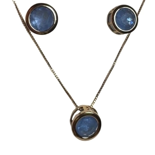 CONJUNTO PONTO DE LUZ AZUL COM DOURADO