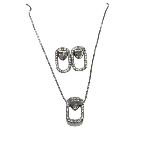 CONJUNTO PRATA COM PEDRARIA