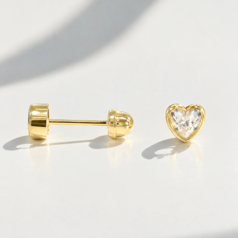 Broqueles corazón zirconia. GF22K