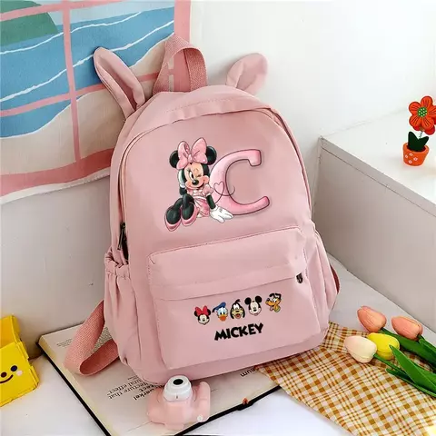 Mochila desenho animado mickey minnie mouse menina escola