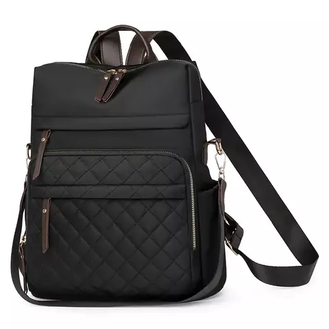 Moda elegante xadrez daypack feminina impermeável